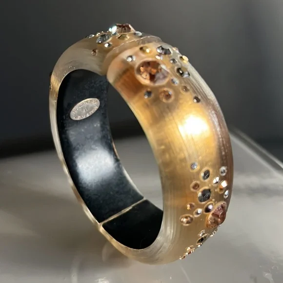 Alexis Bittar Lucite Crystal Hinged Bangle Bracelet*